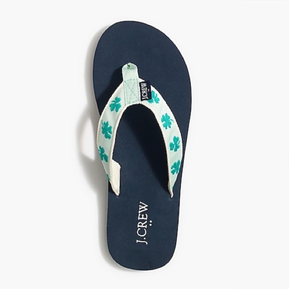 J Crew Embroidered flip-flops